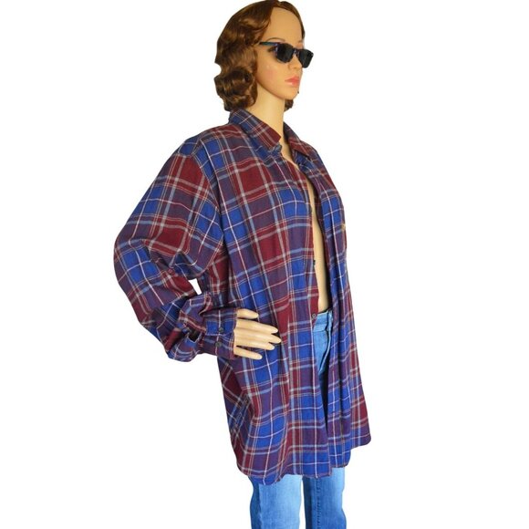 NWT Foundry Mens Red Blue Plaid Button Down Size LT Large Tall Cotton Western - Picture 3 of 7